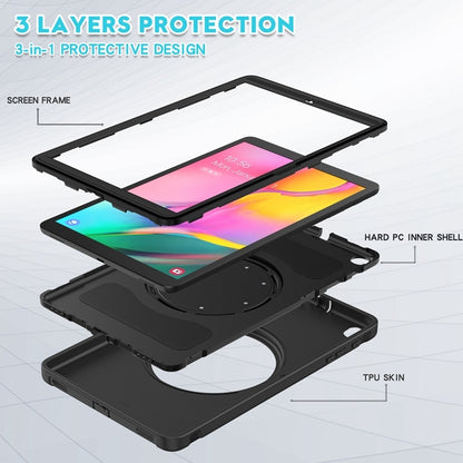 For Samsung Galaxy Tab A 10.1 T515/T510 2019 Shockproof TPU + PC Protective Case with 360 Degree Rotation Foldable Handle Grip Holder & Pen Slot(Black) - Tab A 10.1 (2019) T510 / T515 by buy2fix | Online Shopping UK | buy2fix