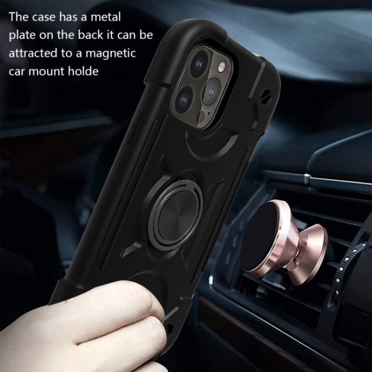 For iPhone 13 Pro Max Shockproof Silicone + PC Protective Case with Dual-Ring Holder (Black) - iPhone 13 Pro Max Cases by buy2fix | Online Shopping UK | buy2fix