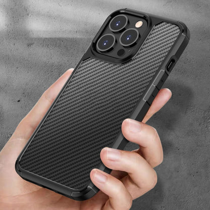 For iPhone 13 mini Pioneer Carbon Fiber Texture Shockproof TPU + PC Case (Black) by buy2fix