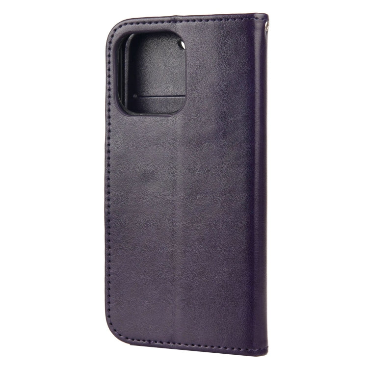 For iPhone 13 Butterfly Flower Pattern Horizontal Flip Leather Case with Holder & Card Slots & Wallet(Deep Purple) - iPhone 13 Cases by buy2fix | Online Shopping UK | buy2fix