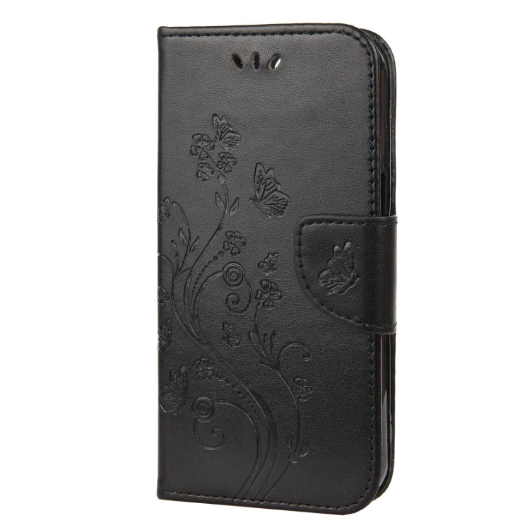 For iPhone 13 Butterfly Flower Pattern Horizontal Flip Leather Case with Holder & Card Slots & Wallet(Black) - iPhone 13 Cases by buy2fix | Online Shopping UK | buy2fix