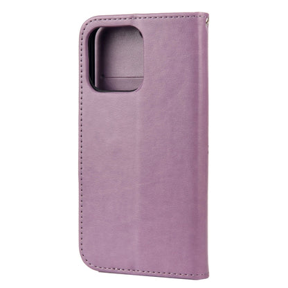 For iPhone 13 Pro Butterfly Flower Pattern Horizontal Flip Leather Case with Holder & Card Slots & Wallet (Light Purple) - iPhone 13 Pro Cases by buy2fix | Online Shopping UK | buy2fix