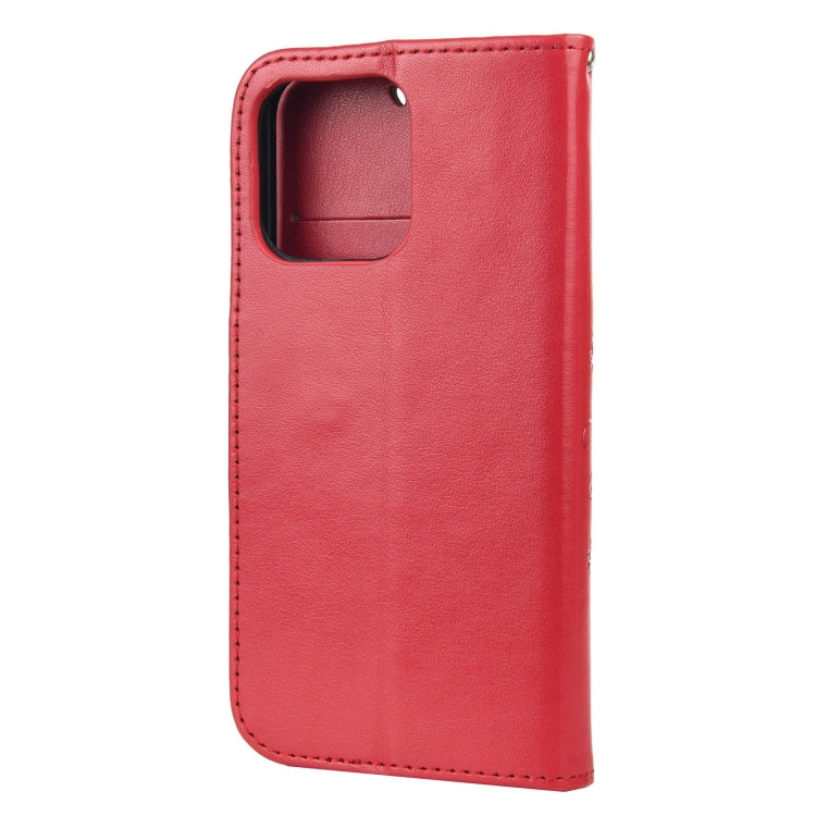 For iPhone 13 Pro Butterfly Flower Pattern Horizontal Flip Leather Case with Holder & Card Slots & Wallet (Red) - iPhone 13 Pro Cases by buy2fix | Online Shopping UK | buy2fix