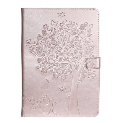 For iPad 10.2 / Pro 10.5 / Air 2019 Pressed Printing Cat and Tree Pattern Horizontal Flip Leather Case with Holder & Card Slots & Wallet(Rose Gold) - iPad Air (2019) Cases by buy2fix | Online Shopping UK | buy2fix