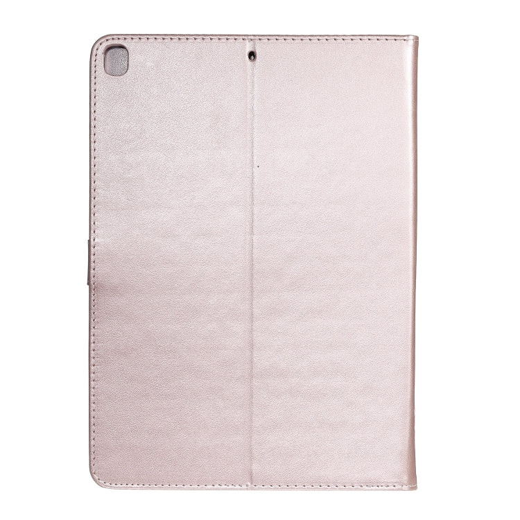 For iPad 10.2 / Pro 10.5 / Air 2019 Pressed Printing Cat and Tree Pattern Horizontal Flip Leather Case with Holder & Card Slots & Wallet(Rose Gold) - iPad Air (2019) Cases by buy2fix | Online Shopping UK | buy2fix
