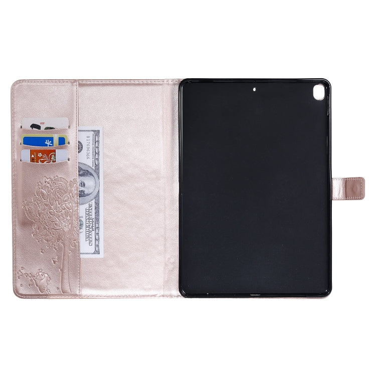 For iPad 10.2 / Pro 10.5 / Air 2019 Pressed Printing Cat and Tree Pattern Horizontal Flip Leather Case with Holder & Card Slots & Wallet(Rose Gold) - iPad Air (2019) Cases by buy2fix | Online Shopping UK | buy2fix