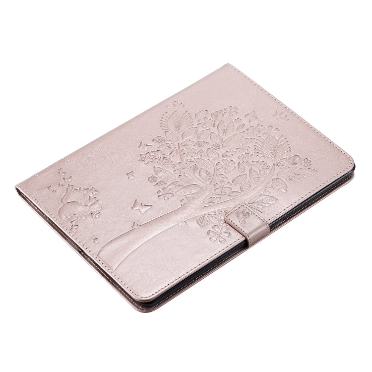For iPad 10.2 / Pro 10.5 / Air 2019 Pressed Printing Cat and Tree Pattern Horizontal Flip Leather Case with Holder & Card Slots & Wallet(Rose Gold) - iPad Air (2019) Cases by buy2fix | Online Shopping UK | buy2fix