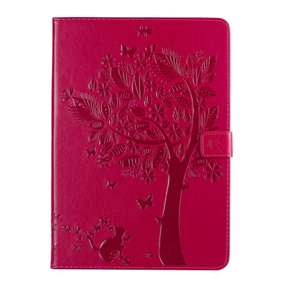 For iPad 10.2 / Pro 10.5 / Air 2019 Pressed Printing Cat and Tree Pattern Horizontal Flip Leather Case with Holder & Card Slots & Wallet(Rose Red) - iPad Air (2019) Cases by buy2fix | Online Shopping UK | buy2fix