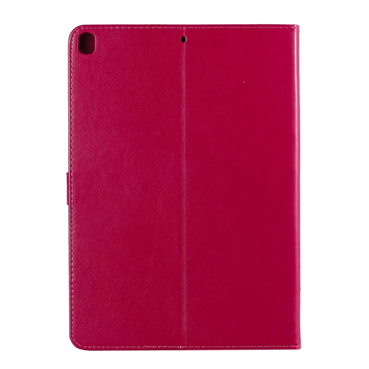 For iPad 10.2 / Pro 10.5 / Air 2019 Pressed Printing Cat and Tree Pattern Horizontal Flip Leather Case with Holder & Card Slots & Wallet(Rose Red) - iPad Air (2019) Cases by buy2fix | Online Shopping UK | buy2fix