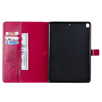 For iPad 10.2 / Pro 10.5 / Air 2019 Pressed Printing Cat and Tree Pattern Horizontal Flip Leather Case with Holder & Card Slots & Wallet(Rose Red) - iPad Air (2019) Cases by buy2fix | Online Shopping UK | buy2fix