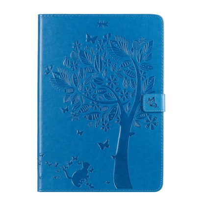 For iPad 10.2 / Pro 10.5 / Air 2019 Pressed Printing Cat and Tree Pattern Horizontal Flip Leather Case with Holder & Card Slots & Wallet(Blue) - iPad Air (2019) Cases by buy2fix | Online Shopping UK | buy2fix