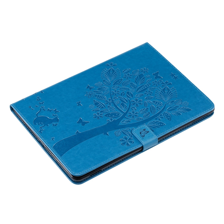 For iPad 10.2 / Pro 10.5 / Air 2019 Pressed Printing Cat and Tree Pattern Horizontal Flip Leather Case with Holder & Card Slots & Wallet(Blue) - iPad Air (2019) Cases by buy2fix | Online Shopping UK | buy2fix