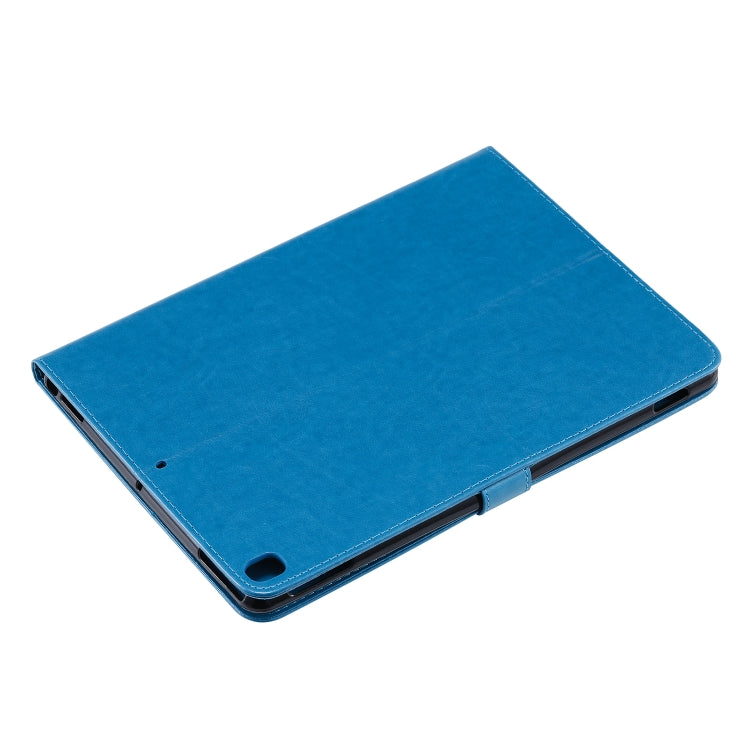 For iPad 10.2 / Pro 10.5 / Air 2019 Pressed Printing Cat and Tree Pattern Horizontal Flip Leather Case with Holder & Card Slots & Wallet(Blue) - iPad Air (2019) Cases by buy2fix | Online Shopping UK | buy2fix