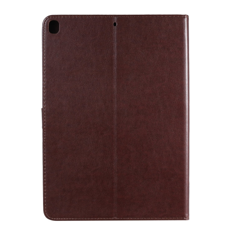 For iPad 10.2 / Pro 10.5 / Air 2019 Pressed Printing Cat and Tree Pattern Horizontal Flip Leather Case with Holder & Card Slots & Wallet(Brown) - iPad Air (2019) Cases by buy2fix | Online Shopping UK | buy2fix