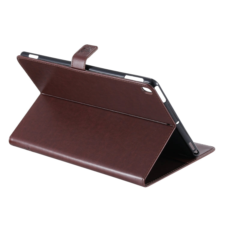 For iPad 10.2 / Pro 10.5 / Air 2019 Pressed Printing Cat and Tree Pattern Horizontal Flip Leather Case with Holder & Card Slots & Wallet(Brown) - iPad Air (2019) Cases by buy2fix | Online Shopping UK | buy2fix