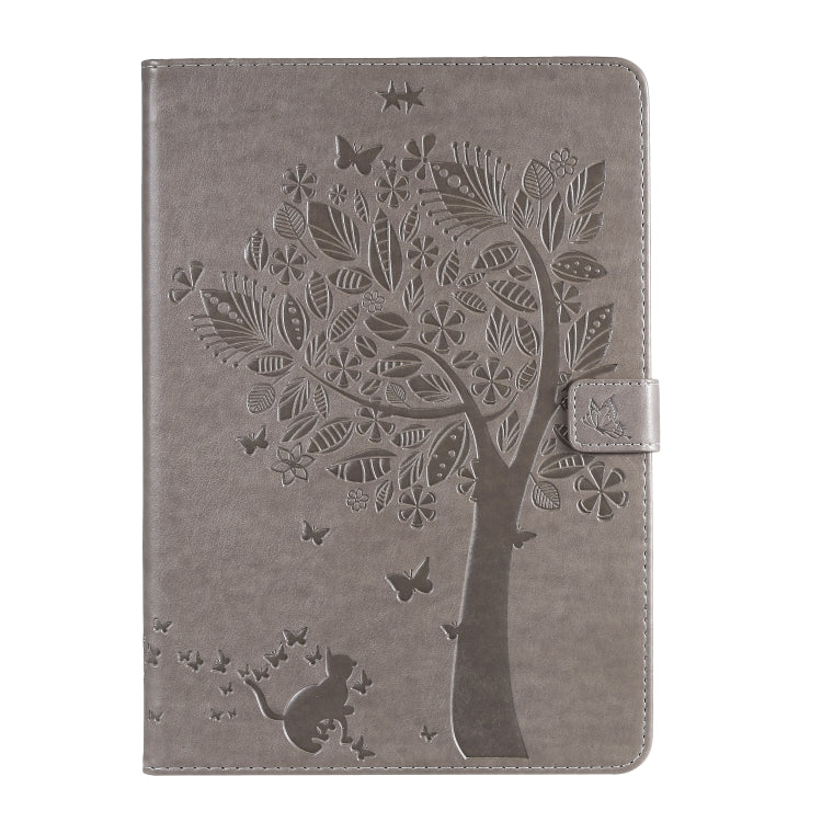 For iPad 10.2 / Pro 10.5 / Air 2019 Pressed Printing Cat and Tree Pattern Horizontal Flip Leather Case with Holder & Card Slots & Wallet(Grey) - iPad Air (2019) Cases by buy2fix | Online Shopping UK | buy2fix