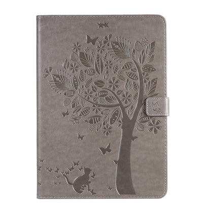 For iPad 10.2 / Pro 10.5 / Air 2019 Pressed Printing Cat and Tree Pattern Horizontal Flip Leather Case with Holder & Card Slots & Wallet(Grey) - iPad Air (2019) Cases by buy2fix | Online Shopping UK | buy2fix