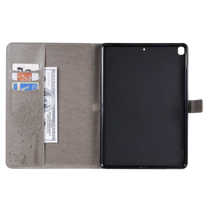 For iPad 10.2 / Pro 10.5 / Air 2019 Pressed Printing Cat and Tree Pattern Horizontal Flip Leather Case with Holder & Card Slots & Wallet(Grey) - iPad Air (2019) Cases by buy2fix | Online Shopping UK | buy2fix