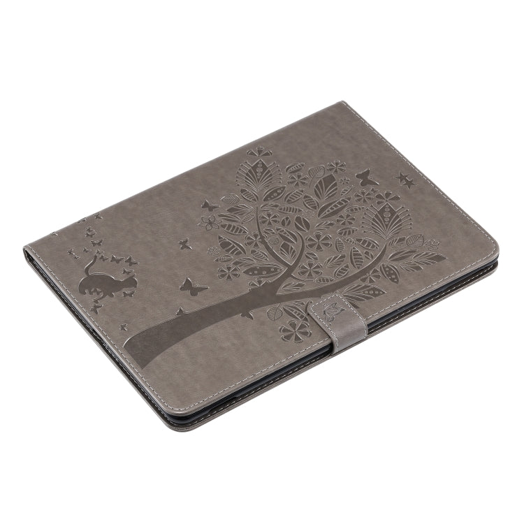 For iPad 10.2 / Pro 10.5 / Air 2019 Pressed Printing Cat and Tree Pattern Horizontal Flip Leather Case with Holder & Card Slots & Wallet(Grey) - iPad Air (2019) Cases by buy2fix | Online Shopping UK | buy2fix