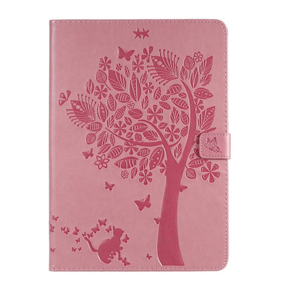 For iPad 10.2 / Pro 10.5 / Air 2019 Pressed Printing Cat and Tree Pattern Horizontal Flip Leather Case with Holder & Card Slots & Wallet(Pink) - iPad Air (2019) Cases by buy2fix | Online Shopping UK | buy2fix