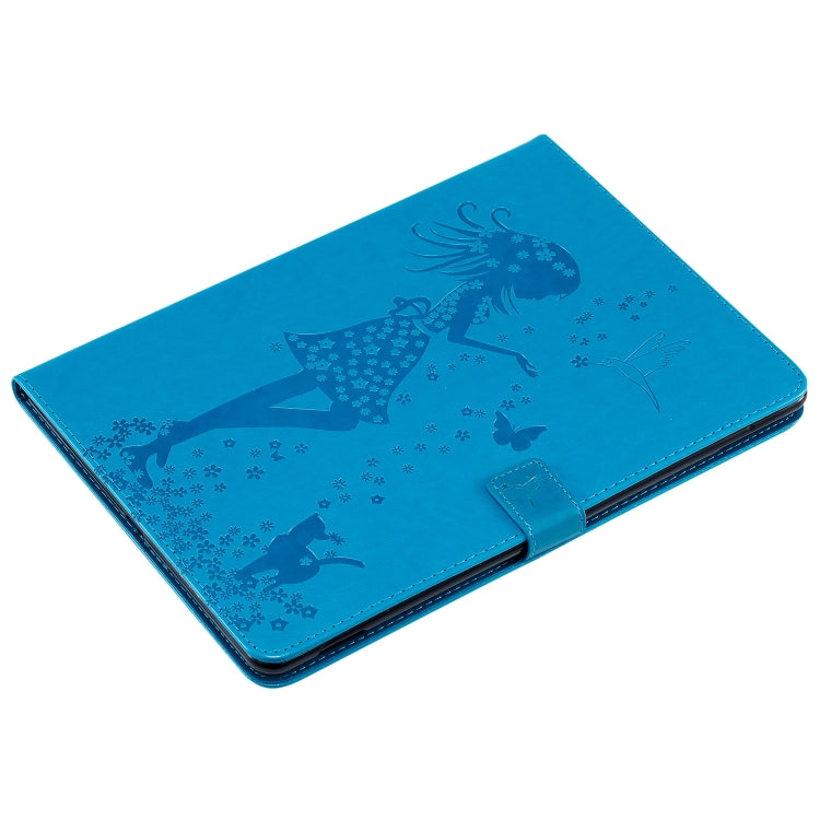 For iPad 10.2 / Pro 10.5 / Air 2019 Pressed Printing Woman and Cat Pattern Horizontal Flip Leather Case with Holder & Card Slots & Wallet(Blue) - iPad Air (2019) Cases by buy2fix | Online Shopping UK | buy2fix