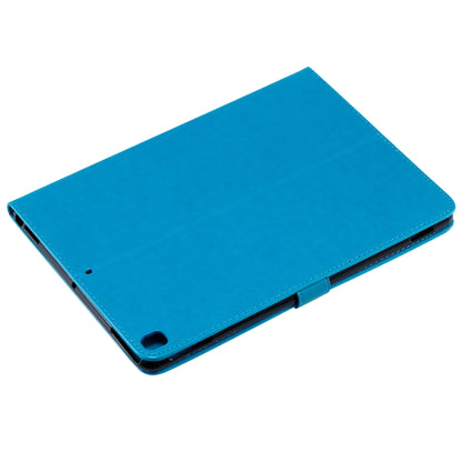 For iPad 10.2 / Pro 10.5 / Air 2019 Pressed Printing Woman and Cat Pattern Horizontal Flip Leather Case with Holder & Card Slots & Wallet(Blue) - iPad Air (2019) Cases by buy2fix | Online Shopping UK | buy2fix