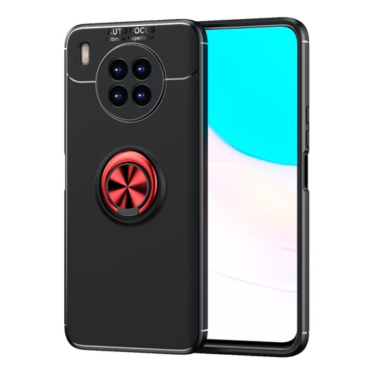 For Huawei nova 8i Metal Ring Holder 360 Degree Rotating TPU Case(Black+Red) - Huawei Cases by buy2fix | Online Shopping UK | buy2fix