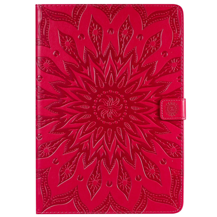 For iPad 10.2 / Pro 10.5 / Air 2019 Pressed Printing Sun Flower Pattern Horizontal Flip Leather Case with Holder & Card Slots & Wallet(Rose Red) - iPad Air (2019) Cases by buy2fix | Online Shopping UK | buy2fix