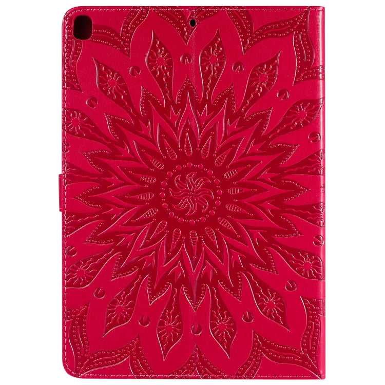 For iPad 10.2 / Pro 10.5 / Air 2019 Pressed Printing Sun Flower Pattern Horizontal Flip Leather Case with Holder & Card Slots & Wallet(Rose Red) - iPad Air (2019) Cases by buy2fix | Online Shopping UK | buy2fix