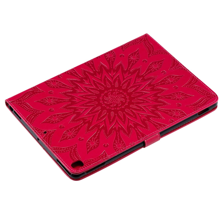 For iPad 10.2 / Pro 10.5 / Air 2019 Pressed Printing Sun Flower Pattern Horizontal Flip Leather Case with Holder & Card Slots & Wallet(Rose Red) - iPad Air (2019) Cases by buy2fix | Online Shopping UK | buy2fix