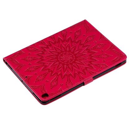 For iPad 10.2 / Pro 10.5 / Air 2019 Pressed Printing Sun Flower Pattern Horizontal Flip Leather Case with Holder & Card Slots & Wallet(Rose Red) - iPad Air (2019) Cases by buy2fix | Online Shopping UK | buy2fix