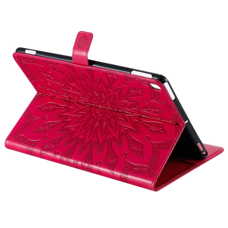 For iPad 10.2 / Pro 10.5 / Air 2019 Pressed Printing Sun Flower Pattern Horizontal Flip Leather Case with Holder & Card Slots & Wallet(Rose Red) - iPad Air (2019) Cases by buy2fix | Online Shopping UK | buy2fix