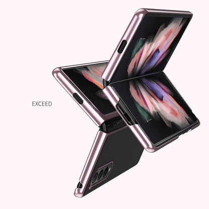 For Samsung Galaxy Z Fold3 5G Electroplated Transparent Folding Case(Rose Gold) by buy2fix