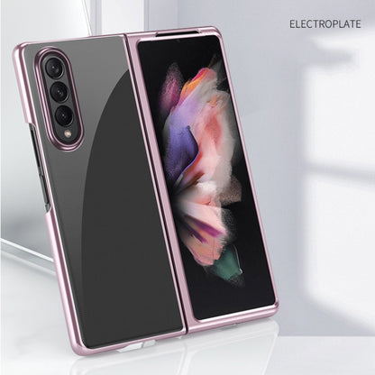 For Samsung Galaxy Z Fold3 5G Electroplated Transparent Folding Case(Rose Gold) by buy2fix