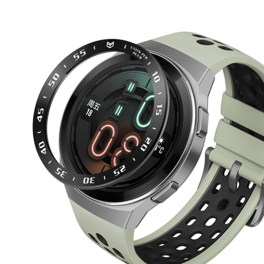 For Huawei Watch GT2e Smart Watch Stainless Steel Bezel Ring, Style:A Version Time(Black Ring White Lettering) by buy2fix
