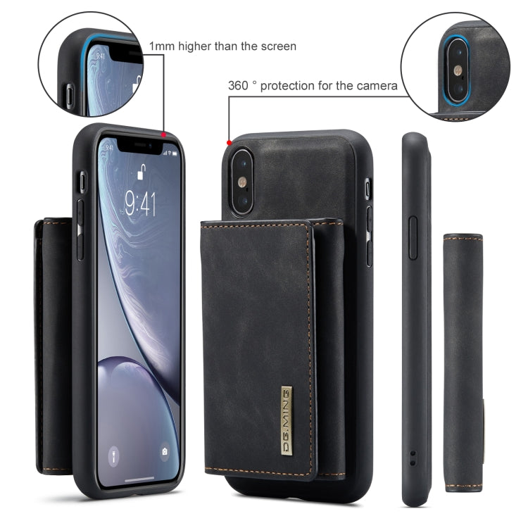 DG.MING M1 Series 3-Fold Multi Card Wallet Back Cover Shockproof Case with Holder Function For iPhone X(Black) by DG.MING