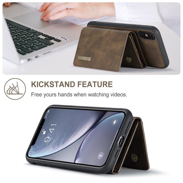 DG.MING M1 Series 3-Fold Multi Card Wallet Back Cover Shockproof Case with Holder Function For iPhone X(Coffee) by DG.MING