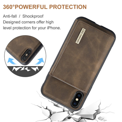 DG.MING M1 Series 3-Fold Multi Card Wallet Back Cover Shockproof Case with Holder Function For iPhone X(Coffee) by DG.MING