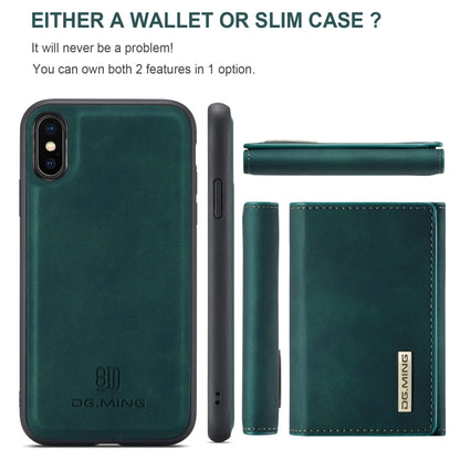 DG.MING M1 Series 3-Fold Multi Card Wallet Back Cover Shockproof Case with Holder Function For iPhone X(Green) by DG.MING