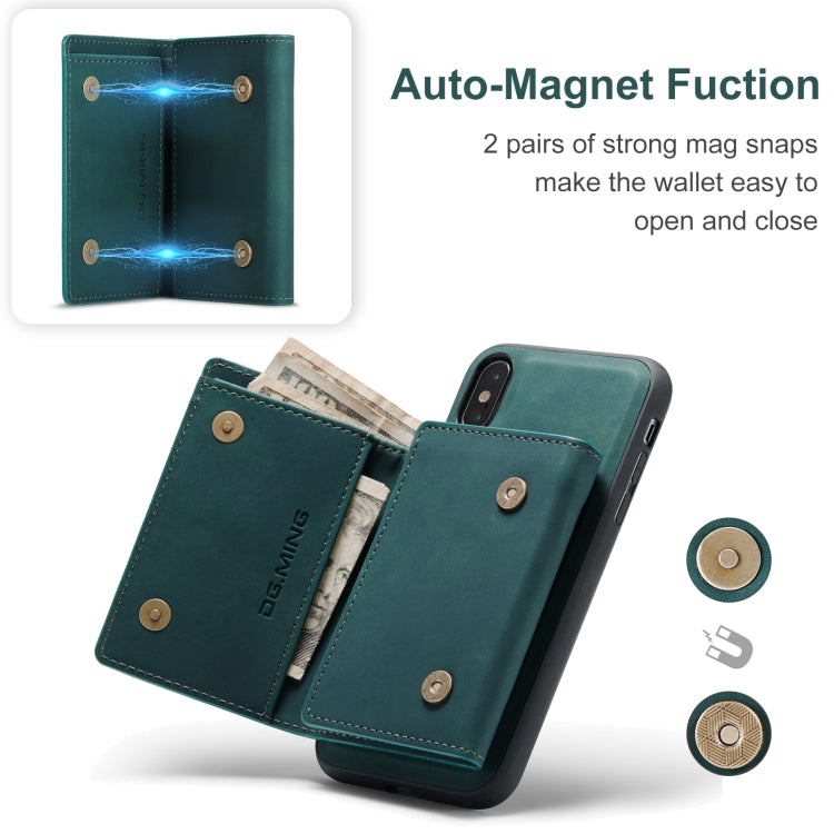 DG.MING M1 Series 3-Fold Multi Card Wallet Back Cover Shockproof Case with Holder Function For iPhone X(Green) by DG.MING