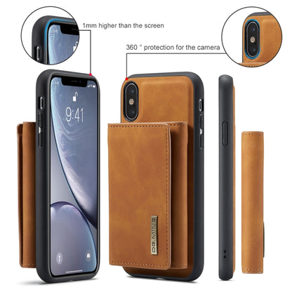 DG.MING M1 Series 3-Fold Multi Card Wallet Back Cover Shockproof Case with Holder Function For iPhone XS(Brown) by DG.MING