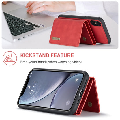 DG.MING M1 Series 3-Fold Multi Card Wallet Back Cover Shockproof Case with Holder Function For iPhone XS(Red) by DG.MING