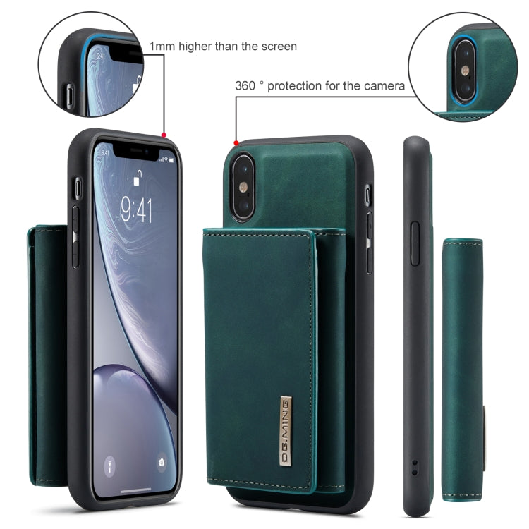 DG.MING M1 Series 3-Fold Multi Card Wallet Back Cover Shockproof Case with Holder Function For iPhone XS(Green) by DG.MING