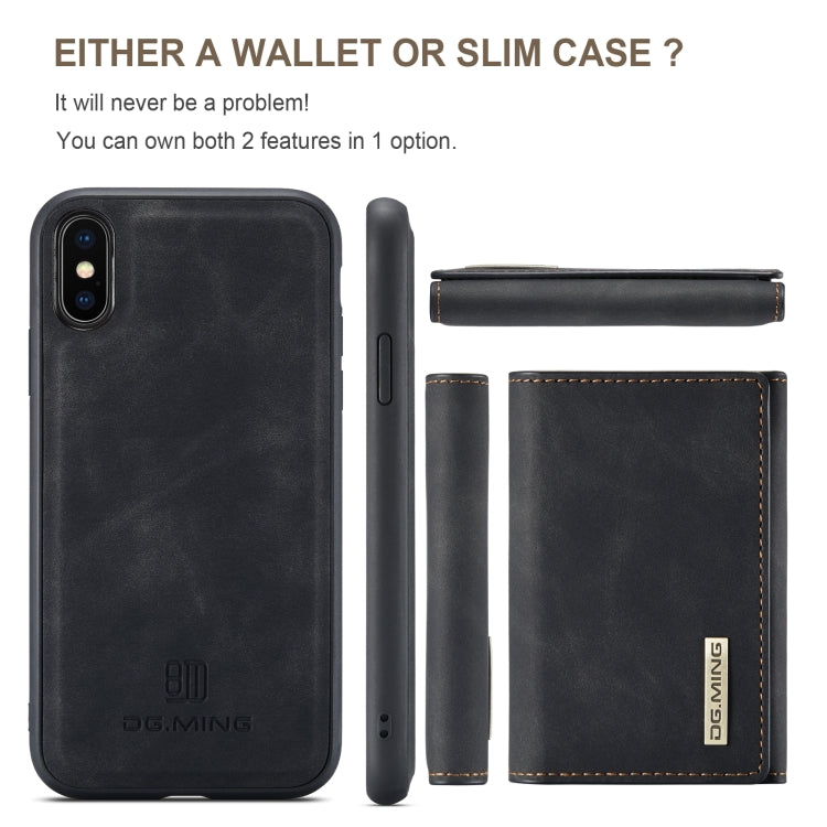 DG.MING M1 Series 3-Fold Multi Card Wallet  Back Cover Shockproof Case with Holder Function For iPhone XS Max(Black) -  by DG.MING | Online Shopping UK | buy2fix