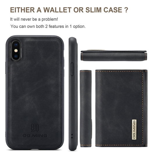 DG.MING M1 Series 3-Fold Multi Card Wallet Back Cover Shockproof Case with Holder Function For iPhone XS Max(Black) by DG.MING