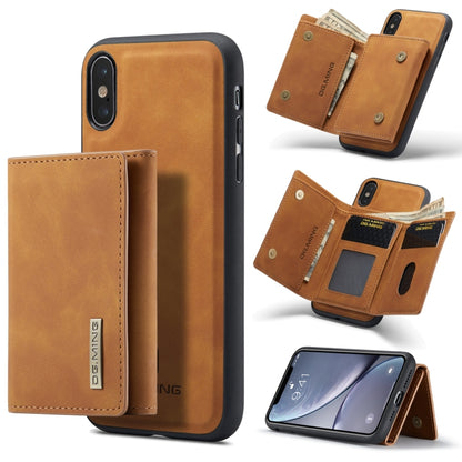 DG.MING M1 Series 3-Fold Multi Card Wallet Back Cover Shockproof Case with Holder Function For iPhone XS Max(Brown) by DG.MING