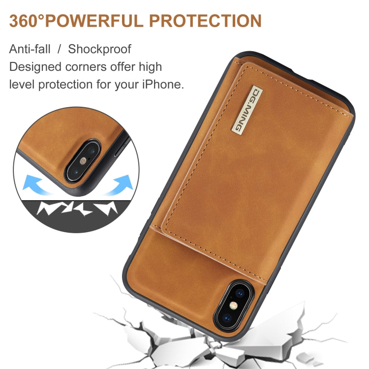 DG.MING M1 Series 3-Fold Multi Card Wallet Back Cover Shockproof Case with Holder Function For iPhone XS Max(Brown) by DG.MING