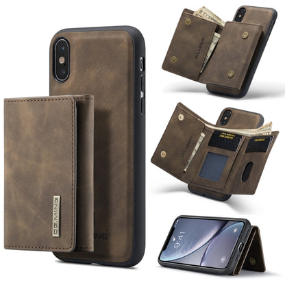 DG.MING M1 Series 3-Fold Multi Card Wallet Back Cover Shockproof Case with Holder Function For iPhone XS Max(Coffee) by DG.MING