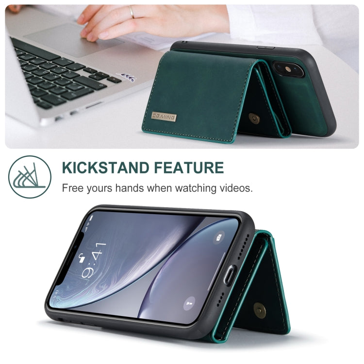 DG.MING M1 Series 3-Fold Multi Card Wallet Back Cover Shockproof Case with Holder Function For iPhone XS Max(Green) by DG.MING