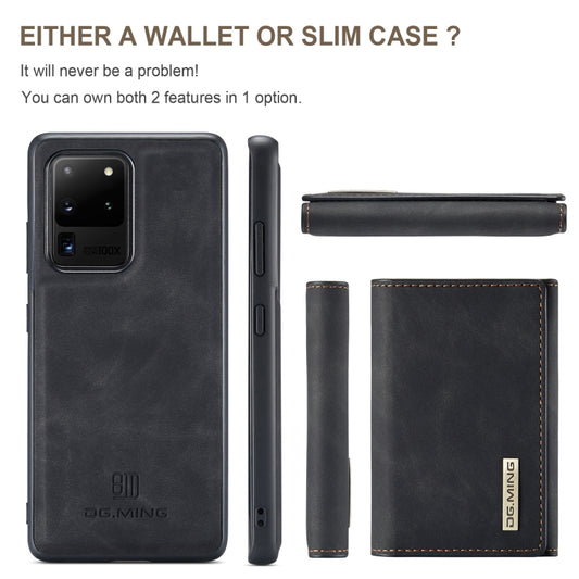 For Samsung Galaxy S20 Ultra DG.MING M1 Series 3-Fold Multi Card Wallet Back Cover Shockproof Case with Holder Function(Black) by DG.MING